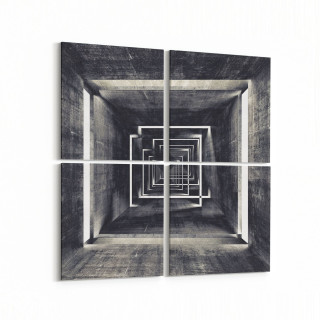 10434K4 Abstract Tünel Görsel Kare 4'lü Kanvas Tablo