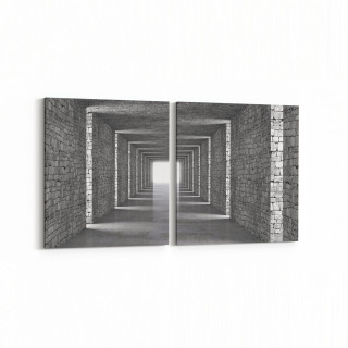 10435K2Y Abstract Tünel Görsel Kare 2'li Yatay Kanvas Tablo