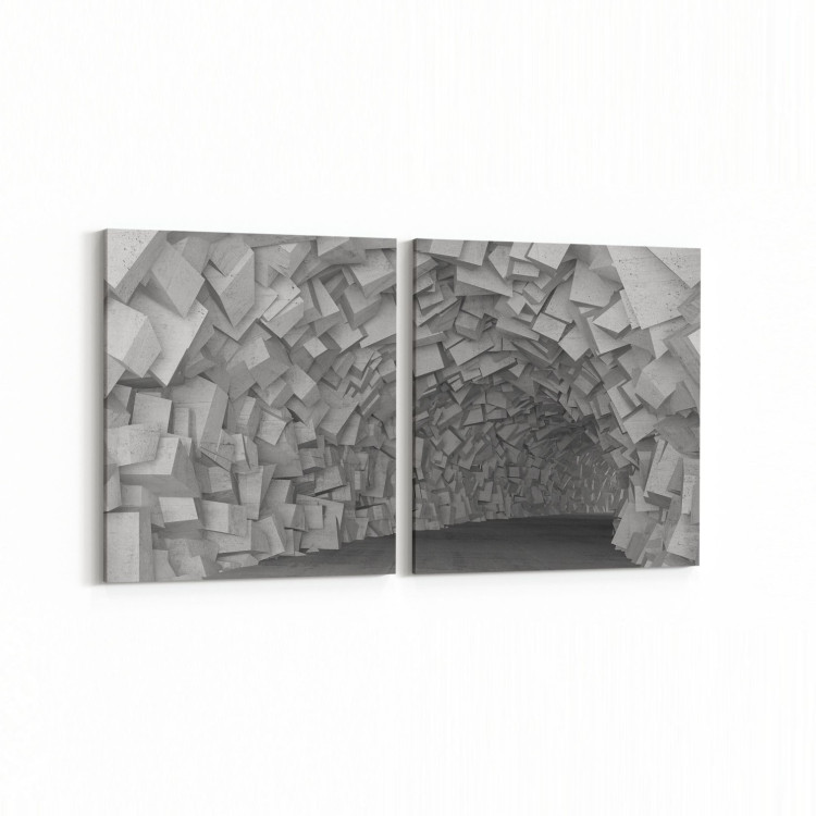 10440K2Y Abstract Tünel Görsel Kare 2'li Yatay Kanvas Tablo