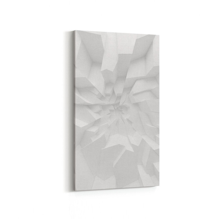 10454DD Beyaz Kabartma Görseli Dikey Dar Kanvas Tablo