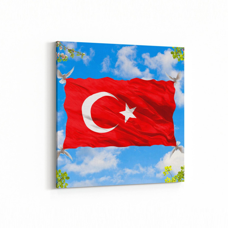 10613K Türk Bayrağı Görseli Kare Kanvas Tablo