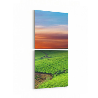 15905K2D Günbatımı Görseli Kare 2'li Dikey Kanvas Tablo