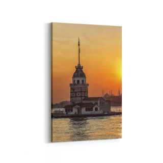 16058D Günbatımı Görseli Dikey Kanvas Tablo