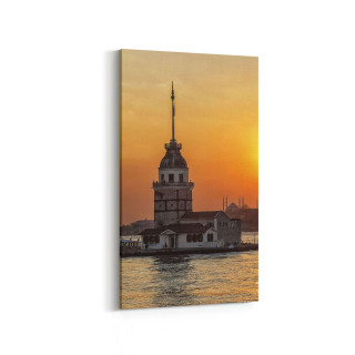 16058DD Günbatımı Görseli Dikey Dar Kanvas Tablo