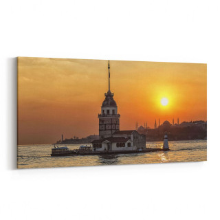 16058YD Günbatımı Görseli Yatay Dar Kanvas Tablo