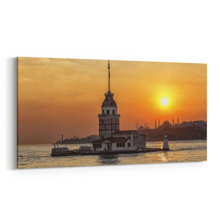 16058YD Günbatımı Görseli Yatay Dar Kanvas Tablo