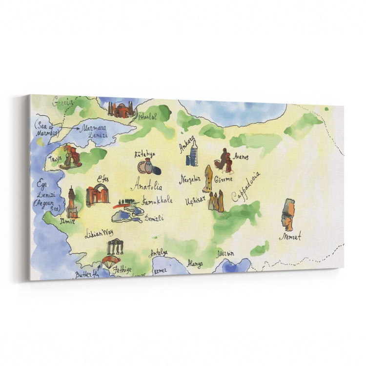 16190YD Harita Görseli Yatay Dar Kanvas Tablo