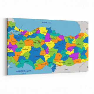 16198Y Harita Görseli Yatay Kanvas Tablo