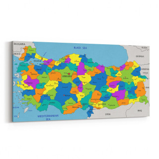 16198YD Harita Görseli Yatay Dar Kanvas Tablo