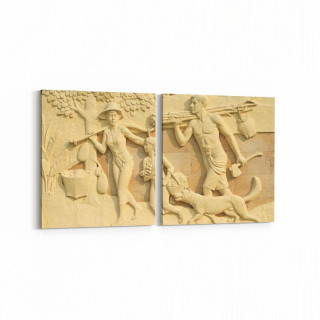 16249K2Y Heykel / Sanat Görseli Kare 2'li Yatay Kanvas Tablo