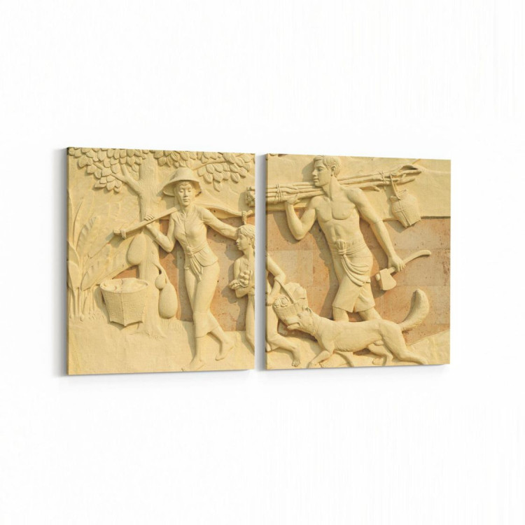 16249K2Y Heykel / Sanat Görseli Kare 2'li Yatay Kanvas Tablo
