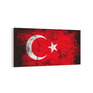 17530YD Türk Bayrağı Görseli Yatay Dar Kanvas Tablo
