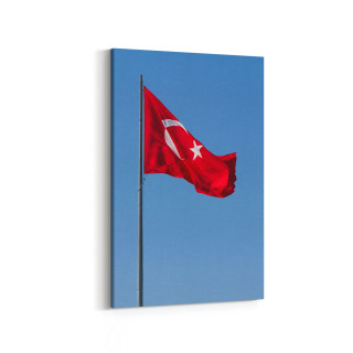 17534D Türk Bayrağı Görseli Dikey Kanvas Tablo