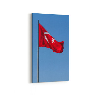 17534DD Türk Bayrağı Görseli Dikey Dar Kanvas Tablo