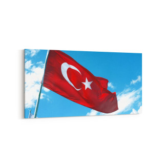 17535YD Türk Bayrağı Görseli Yatay Dar Kanvas Tablo