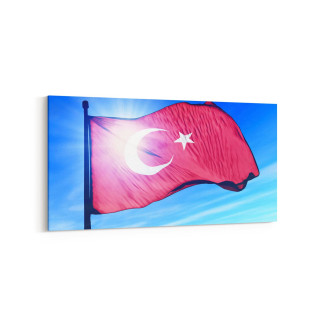 17536YD Türk Bayrağı Görseli Yatay Dar Kanvas Tablo