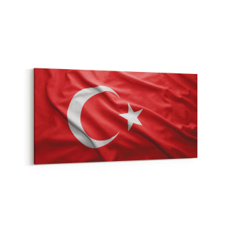 17537YD Türk Bayrağı Görseli Yatay Dar Kanvas Tablo