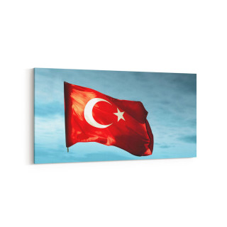 17538YD Türk Bayrağı Görseli Yatay Dar Kanvas Tablo