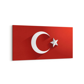 17539YD Türk Bayrağı Görseli Yatay Dar Kanvas Tablo