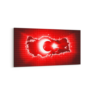17540YD Türk Bayrağı Görseli Yatay Dar Kanvas Tablo