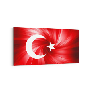 17543YD Türk Bayrağı Görseli Yatay Dar Kanvas Tablo