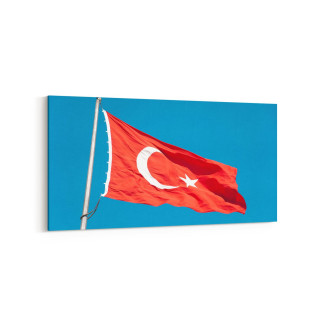 17545YD Türk Bayrağı Görseli Yatay Dar Kanvas Tablo