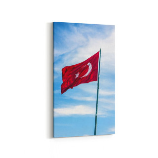 17548DD Türk Bayrağı Görseli Dikey Dar Kanvas Tablo