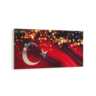 17550YD Türk Bayrağı Görseli Yatay Dar Kanvas Tablo