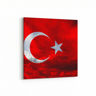 17551K Türk Bayrağı Görseli Kare Kanvas Tablo