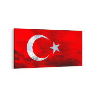 17551YD Türk Bayrağı Görseli Yatay Dar Kanvas Tablo