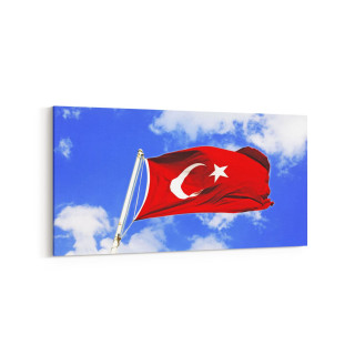 17552YD Türk Bayrağı Görseli Yatay Dar Kanvas Tablo