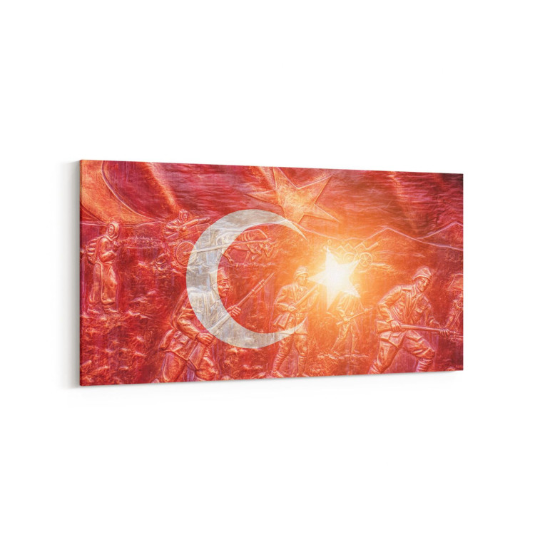 17559YD Türk Bayrağı Görseli Yatay Dar Kanvas Tablo