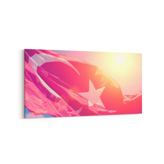 17560YD Türk Bayrağı Görseli Yatay Dar Kanvas Tablo