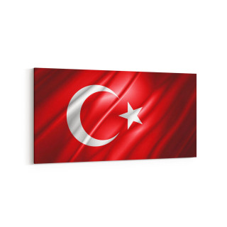 17563YD Türk Bayrağı Görseli Yatay Dar Kanvas Tablo