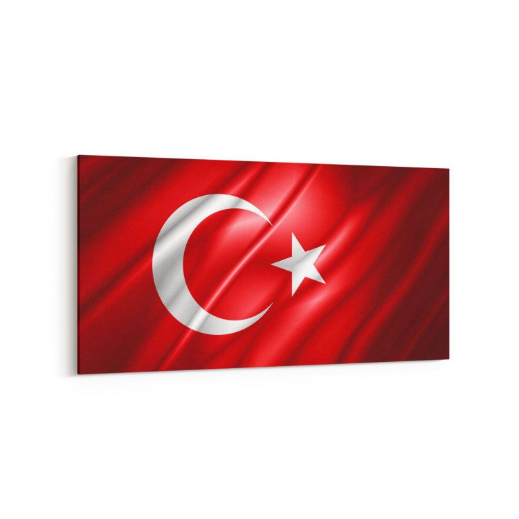 17563YD Türk Bayrağı Görseli Yatay Dar Kanvas Tablo
