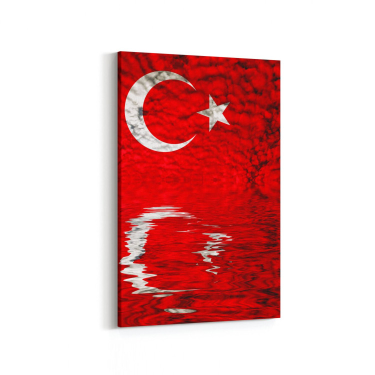 17564D Türk Bayrağı Görseli Dikey Kanvas Tablo
