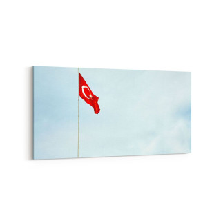 17567YD Türk Bayrağı Görseli Yatay Dar Kanvas Tablo