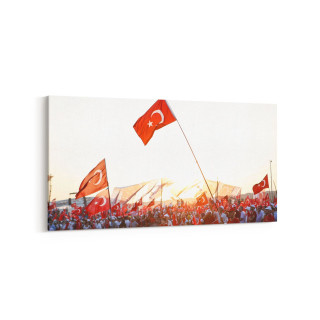 17568YD Türk Bayrağı Görseli Yatay Dar Kanvas Tablo