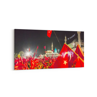 17569YD Türk Bayrağı Görseli Yatay Dar Kanvas Tablo