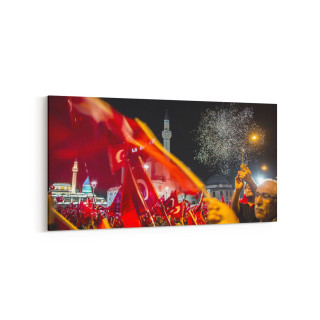 17570YD Türk Bayrağı Görseli Yatay Dar Kanvas Tablo