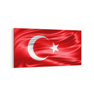 17571YD Türk Bayrağı Görseli Yatay Dar Kanvas Tablo