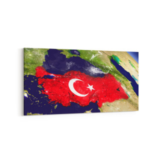 17573YD Türk Bayrağı Görseli Yatay Dar Kanvas Tablo