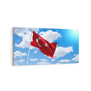 17575YD Türk Bayrağı Görseli Yatay Dar Kanvas Tablo