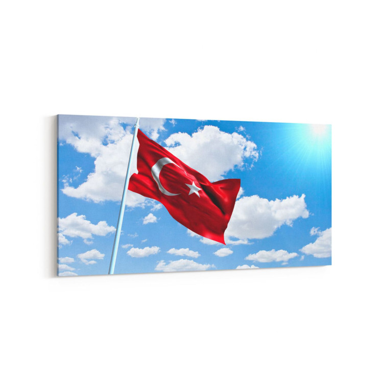 17575YD Türk Bayrağı Görseli Yatay Dar Kanvas Tablo