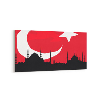 17577YD Türk Bayrağı Görseli Yatay Dar Kanvas Tablo
