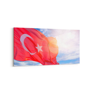 17580YD Türk Bayrağı Görseli Yatay Dar Kanvas Tablo