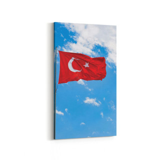 17581DD Türk Bayrağı Görseli Dikey Dar Kanvas Tablo