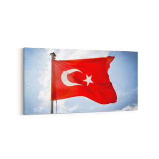 17583YD Türk Bayrağı Görseli Yatay Dar Kanvas Tablo