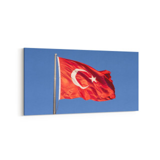 17585YD Türk Bayrağı Görseli Yatay Dar Kanvas Tablo