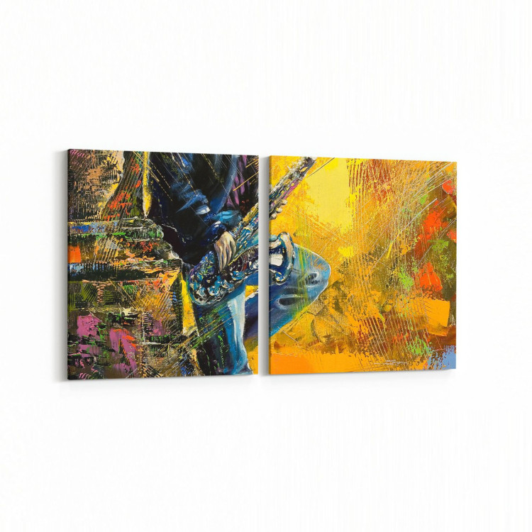 17728K2D Yağlı Boya Görseli Kare 2'li Dikey Kanvas Tablo